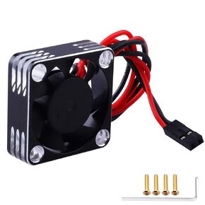 30x30x10mm RC Motor/ESC Cooling Fan Aluminum Case for RC Car (Red & Black)