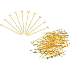 MECCANIXITY 300Pcs Flat Head Pins for Jewelry Making 15mm Brass Flat Head Pins Jewelry Head Pins for Craft Earring Bracelet Necklace Pendant Supplies 20 Gauge Bronze