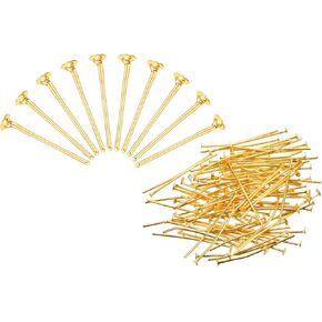 MECCANIXITY 300Pcs Flat Head Pins for Jewelry Making 15mm Brass Flat Head Pins Jewelry Head Pins for Craft Earring Bracelet Necklace Pendant Supplies 20 Gauge Bronze