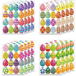 Easter Stickers for Kids, 256 Pcs Happy Easter Egg Sticker, 16 Sheets Waterproof Self-Adhesive Decorative Sticker for Cards Bags Gifts Boxes Envelope Party Supplies Decor