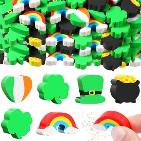 St. Patrick's Mini Erasers for Kids Classroom Prizes School Mini Erasers Cute Erasers Fun Erasers Puzzle Erasers Scented Erasers Pencil Erasers Toys for Party Supplies (60 Pieces) in Kuwait
