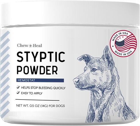 Chew + Heal Labs Styptic Powder for Dogs, Cats, and Other Animals - .5 oz - Quick Stop Bleeding Powder for Clipping Nails, and Other Minor Cuts - Blood Stop in Saudi Arabia