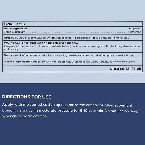 Chew + Heal Labs Styptic Powder for Dogs, Cats, and Other Animals - .5 oz - Quick Stop Bleeding Powder for Clipping Nails, and Other Minor Cuts - Blood Stop in Saudi Arabia
