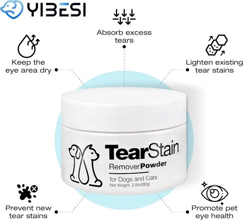 مسحوق إزالة البقع المسيل للدموع للكلاب من يبيسي - تركيبة لطيفة لامتصاص الدموع وتفتيح ومنع البقع - آمن وفعال على الكلاب والقطط البيضاء - 5.6 أونصة/عبوتين in Kuwait