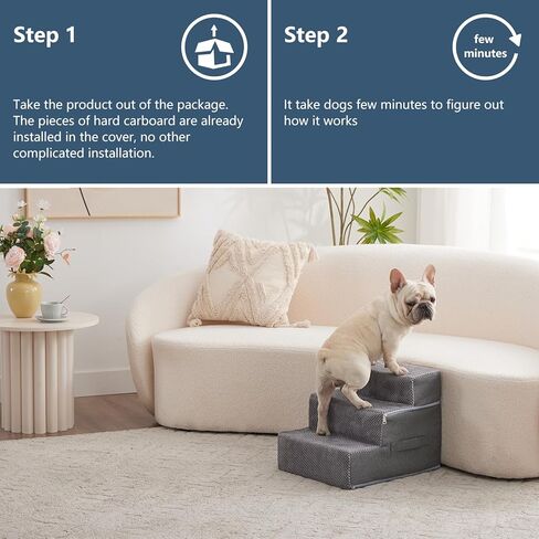 Dog Stairs for High Beds Dog Steps for Small Dog Sturdy and Stable 4 Step Pet Steps for Couch Easy to Assembly in Kuwait