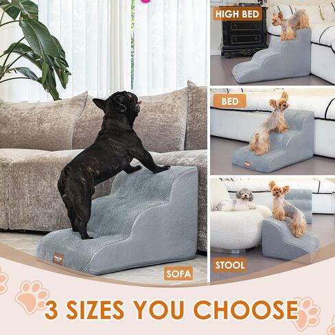سلالم للكلاب الصغيرة - سلالم للكلاب بخطوتين للأريكة والكرسي، خطوات للحيوانات الأليفة للكلاب والقطط الصغيرة، خطوة داخلية متوازنة للكلاب غير قابلة للانزلاق، رمادي، in Kuwait