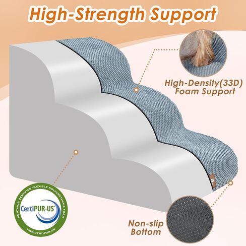 سلالم للكلاب الصغيرة - سلالم للكلاب بخطوتين للأريكة والكرسي، خطوات للحيوانات الأليفة للكلاب والقطط الصغيرة، خطوة داخلية متوازنة للكلاب غير قابلة للانزلاق، رمادي، in Kuwait