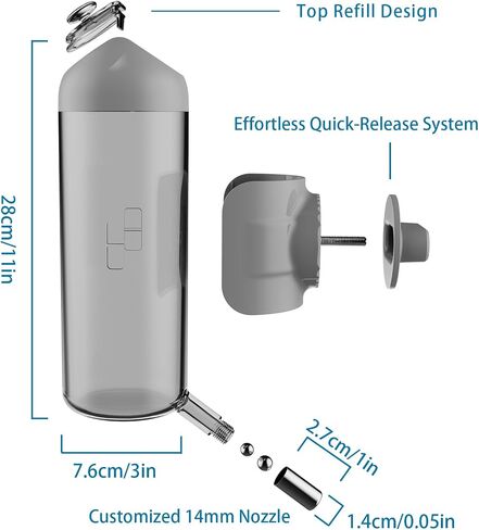 Pet Water Bottle Hanging Dog Water Dispenser Kennel Drinker Kettle Feeder BPA Free Cage Crate Hutch Puppy Cat Rabbit (17oz, Gray) in Saudi Arabia