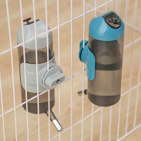 Pet Water Bottle Hanging Dog Water Dispenser Kennel Drinker Kettle Feeder BPA Free Cage Crate Hutch Puppy Cat Rabbit (17oz, Gray) in Saudi Arabia