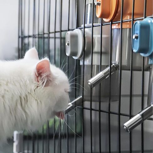 Pet Water Bottle Hanging Dog Water Dispenser Kennel Drinker Kettle Feeder BPA Free Cage Crate Hutch Puppy Cat Rabbit (17oz, Gray) in Saudi Arabia