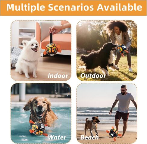 ألعاب تفاعلية للكلاب، كرة قدم للكلاب مع أشرطة، كرة قدم للكلاب، كرات للكلاب صغيرة الحجم لعبة مائية داخلية وخارجية، هدية للكلاب in Kuwait