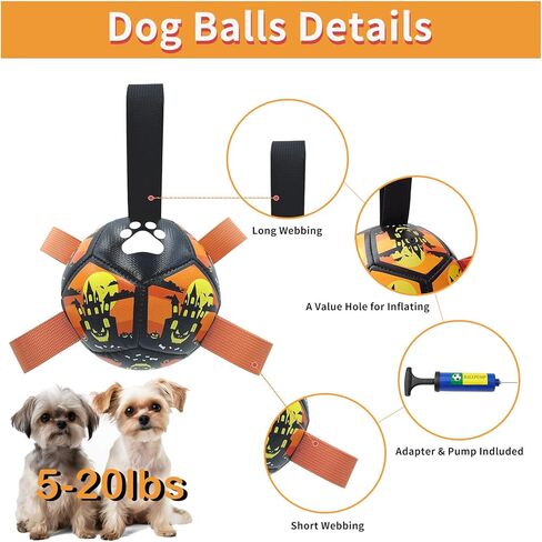 ألعاب تفاعلية للكلاب، كرة قدم للكلاب مع أشرطة، كرة قدم للكلاب، كرات للكلاب صغيرة الحجم لعبة مائية داخلية وخارجية، هدية للكلاب in Kuwait