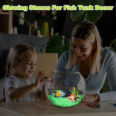 200 قطعة من الأحجار المضيئة المتوهجة في الصخور الداكنة في الهواء الطلق للممر والفناء الخلفي والممر في الحديقة وحوض السمك وديكور حوض السمك، أخضر in Kuwait