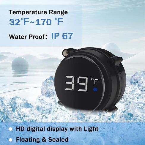 ميزان حرارة حمام الثلج، ميزان حرارة عائم لحمام الثلج، مقاوم للماء IP67، مقياس حرارة الغطس البارد، ملحقات الغطس البارد للحمام الجليدي، شاشة رقمية مع ضوء. in Kuwait