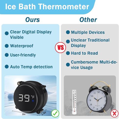 ميزان حرارة حمام الثلج، ميزان حرارة عائم لحمام الثلج، مقاوم للماء IP67، مقياس حرارة الغطس البارد، ملحقات الغطس البارد للحمام الجليدي، شاشة رقمية مع ضوء. in Kuwait