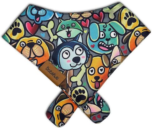 Bobi x Kuki - Doodle Design 4 Pack - Dog Bandana - Adjustable Fit, Durable Fabric, Comfortable Ergonomic Shape - Perfect Dog Stuff for Dog Lovers - Small Dog Collar/Bandana Accessories (Small) in Saudi Arabia