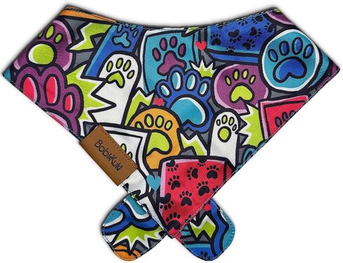 Bobi x Kuki - Doodle Design 4 Pack - Dog Bandana - Adjustable Fit, Durable Fabric, Comfortable Ergonomic Shape - Perfect Dog Stuff for Dog Lovers - Small Dog Collar/Bandana Accessories (Small) in Saudi Arabia