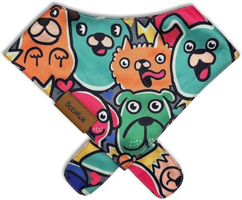 Bobi x Kuki - Doodle Design 4 Pack - Dog Bandana - Adjustable Fit, Durable Fabric, Comfortable Ergonomic Shape - Perfect Dog Stuff for Dog Lovers - Small Dog Collar/Bandana Accessories (Small) in Saudi Arabia