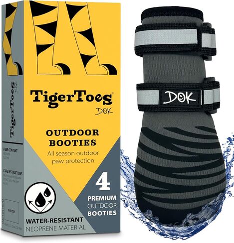 أحذية TigerToes الفاخرة من النيوبرين للكلاب لفصل الشتاء - قبضة تعمل حتى عند الالتواء - حماية متعددة الاستخدامات لمخالب الكلاب تمنع اللعق والانزلاق، وهي أحذية رائعة لأقدام الكلاب (متوسطة) in Kuwait