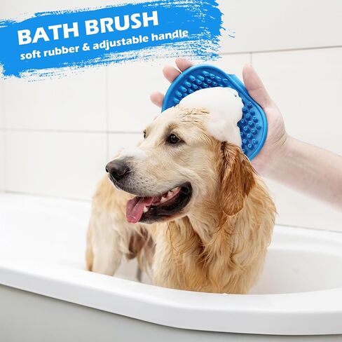 طقم العناية بالكلاب مكون من 7 قطع، فرشاة لإزالة تساقط الشعر، فرشاة دبوس للكلاب، مشط للبراغيث للكلاب، مشط معدني، فرشاة حمام، مقص أظافر للكلاب ومبرد أظافر، مجموعة فرشاة للكلاب الصغيرة والمتوسطة والكبيرة (أزرق) in Kuwait