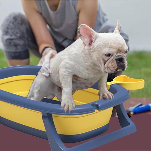 Pet Bathtub, Portable Puppy Bathtub with Soft Cushion for Easy Baths and Easy Storage, Dog Bath Tubs for Small Medium Pets-Foldable Pet Shower Tub with Drainage Hole, 26.5 x 17.2 x 7.8In in Kuwait
