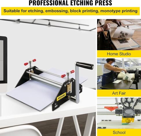 Basic Etching Press, All Metal Construction Etching Press, Professional Printmaking Press for Monotype Printmaking and Etching, Printing Size 11"L x 10"W x 6.8"H in Saudi Arabia