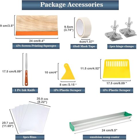 Pllieay 15 Pieces Silk Screen Printing Kit, Screenprinting Starter Kit, Perfect for DIY Fabric Screen Printing Starter with Aluminum Frame Silk Printing and Hinge Clamps in Saudi Arabia