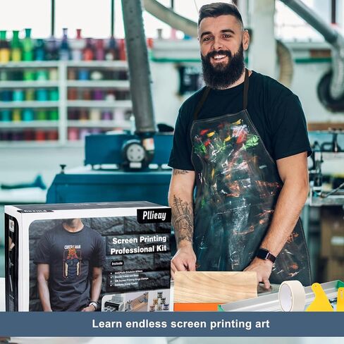 Pllieay 15 Pieces Silk Screen Printing Kit, Screenprinting Starter Kit, Perfect for DIY Fabric Screen Printing Starter with Aluminum Frame Silk Printing and Hinge Clamps in Saudi Arabia