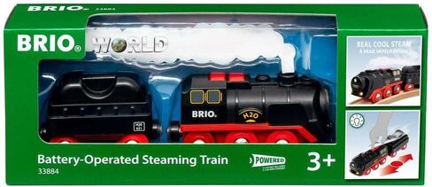 Brio World 33884 Battery-Operated Steaming Train | Toy Train with Light and Steam Effects for Kids Age 3 and Up, Black in Saudi Arabia