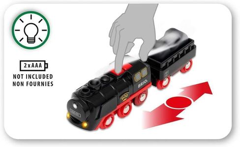 Brio World 33884 Battery-Operated Steaming Train | Toy Train with Light and Steam Effects for Kids Age 3 and Up, Black in Saudi Arabia
