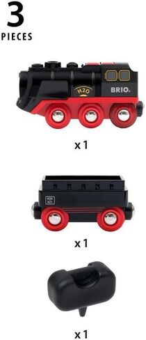 Brio World 33884 Battery-Operated Steaming Train | Toy Train with Light and Steam Effects for Kids Age 3 and Up, Black in Saudi Arabia