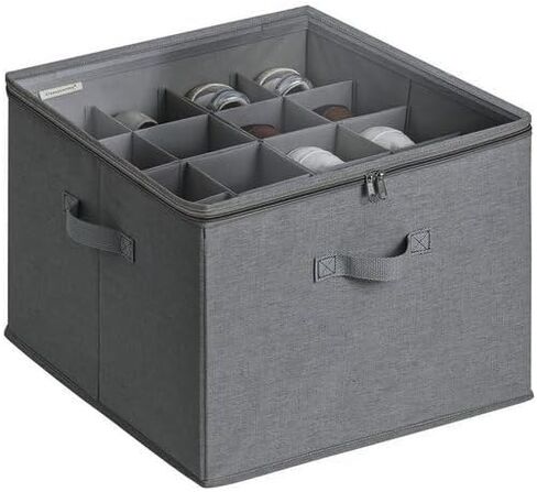 Shoe Storage Organizer for Closet, Large Fabric Shoe Box Storage Containers with Clear Cover and Adjustable Dividers for Shoe Storage, Foldable Shoe Storage Bins Fits 16 Pairs (Grey) in Kuwait