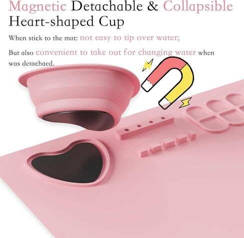 بساط طلاء من السيليكون مع كوب قابل للفصل والطي، بساط فني من السيليكون مقاس 20 × 16 بوصة مع 4 فرش طلاء وإسفنجة طلاء واحدة، بساط حرفي من السيليكون للمبدعين، طلاء للأطفال، صب الراتنج، رمادي-أرجواني in Kuwait