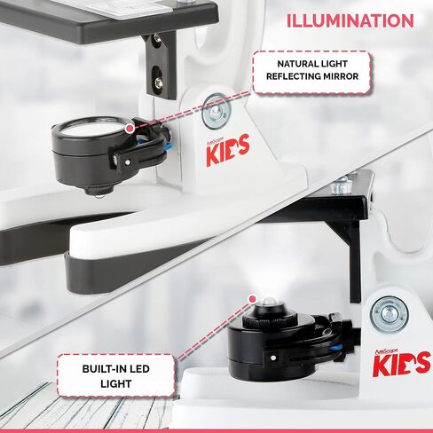 مجموعة مجهر AmScope 1200X 48 قطعة للأطفال والمبتدئين مع شرائح وإضاءة LED وصندوق حمل وكتاب عالم المجهر in Saudi Arabia
