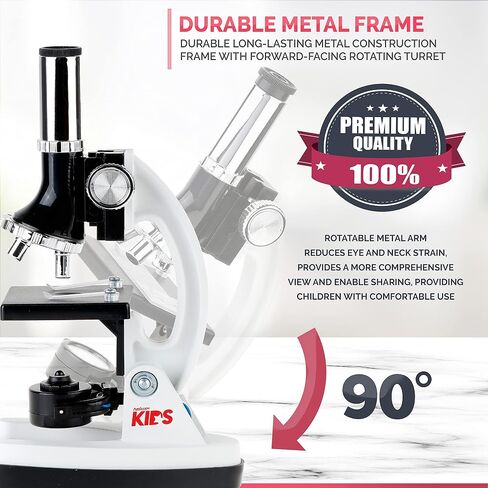مجموعة مجهر AmScope 1200X 48 قطعة للأطفال والمبتدئين مع شرائح وإضاءة LED وصندوق حمل وكتاب عالم المجهر in Saudi Arabia