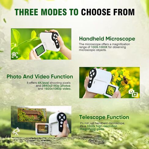مجهر رقمي محمول للأطفال مع شاشة LCD مقاس 2 بوصة و6 مصابيح LED قابلة للتعديل عينة من الشرائح وبطاقة ذاكرة 32 جيجا مجهر صغير محمول للجيب مصغر للأعمار من 8 إلى 12 عامًا هدايا عيد ميلاد تعليمية in Saudi Arabia