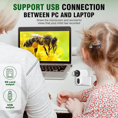 مجهر رقمي محمول للأطفال مع شاشة LCD مقاس 2 بوصة و6 مصابيح LED قابلة للتعديل عينة من الشرائح وبطاقة ذاكرة 32 جيجا مجهر صغير محمول للجيب مصغر للأعمار من 8 إلى 12 عامًا هدايا عيد ميلاد تعليمية in Saudi Arabia