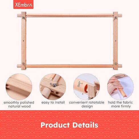Wooden Cross Stitch Frame - 21"x12" Needlepoint Embroidery Tapestry Scroll Frame - Embroidery Tapestry Quilting Frame for Sewing Cross Stitch and Embroidery Projects in Kuwait