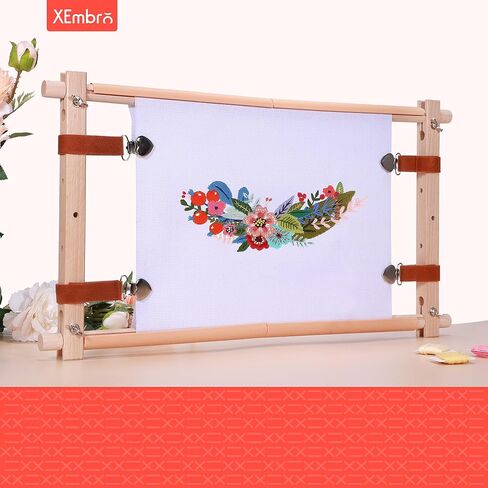 Wooden Cross Stitch Frame - 21"x12" Needlepoint Embroidery Tapestry Scroll Frame - Embroidery Tapestry Quilting Frame for Sewing Cross Stitch and Embroidery Projects in Kuwait