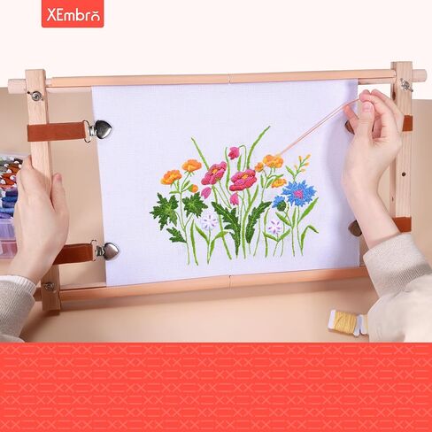 Wooden Cross Stitch Frame - 21"x12" Needlepoint Embroidery Tapestry Scroll Frame - Embroidery Tapestry Quilting Frame for Sewing Cross Stitch and Embroidery Projects in Kuwait