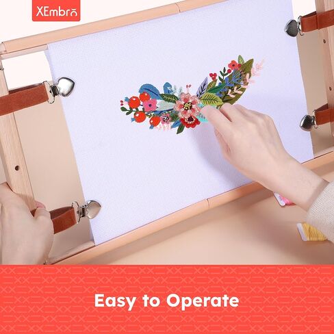 Wooden Cross Stitch Frame - 21"x12" Needlepoint Embroidery Tapestry Scroll Frame - Embroidery Tapestry Quilting Frame for Sewing Cross Stitch and Embroidery Projects in Kuwait