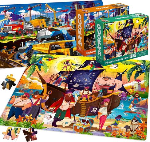 QUOKKA 100 Piece Puzzles for Kids Ages 8-10 – 3XSET Puzzles for Kids Ages 4-6 – Toy for Learning Wildlife Neighbors and Feathered Friends for 5-8 Year Old – Toddler Game Gift for Boy and Girl in Kuwait