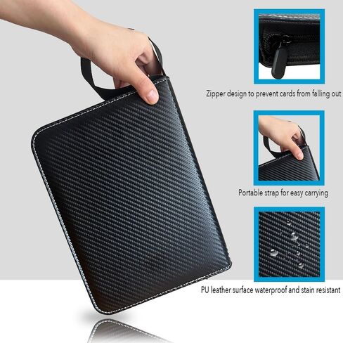 Trading Card Binder 4 Pocket with 50 Removable Sleeves, Holds Up to 400 Standard Size Cards (Black) in Saudi Arabia