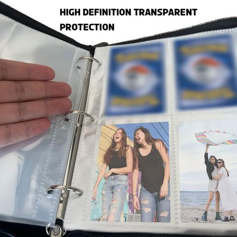 Trading Card Binder 4 Pocket with 50 Removable Sleeves, Holds Up to 400 Standard Size Cards (Black) in Saudi Arabia