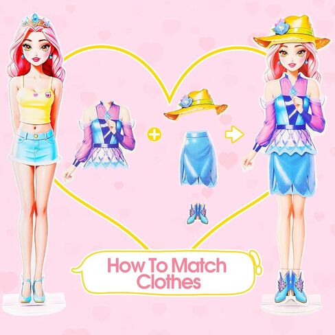 دمى تلبيس مغناطيسية من PainZieteg، دمى ورقية تلبيس الأميرة المغناطيسية، دمى تلبيس مغناطيسية للفتيات من سن 4 إلى 7 سنوات، مجموعة تعليمية تم إنشاؤها كهدية عيد ميلاد (ليز) in Kuwait