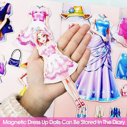 دمى تلبيس مغناطيسية من PainZieteg، دمى ورقية تلبيس الأميرة المغناطيسية، دمى تلبيس مغناطيسية للفتيات من سن 4 إلى 7 سنوات، مجموعة تعليمية تم إنشاؤها كهدية عيد ميلاد (ليز) in Kuwait