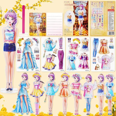 دمى تلبيس مغناطيسية من PainZieteg، دمى ورقية تلبيس الأميرة المغناطيسية، دمى تلبيس مغناطيسية للفتيات من سن 4 إلى 7 سنوات، مجموعة تعليمية تم إنشاؤها كهدية عيد ميلاد (ليز) in Kuwait