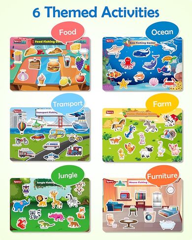 SYNARRY 89 جهاز كمبيوتر شخصي خشبي المغناطيسي البصر لعبة الصيد نشاط ما قبل المدرسة، لعبة مطابقة فرز الذاكرة لمدة 3 4 5 سنوات من العمر البطاقات التعليمية التعليمية، مونتيسوري ألعاب تعليمية هدايا للأطفال الذين تتراوح أعمارهم بين 3-5 4-6 in Kuwait