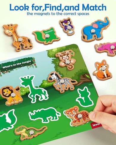 SYNARRY 89 جهاز كمبيوتر شخصي خشبي المغناطيسي البصر لعبة الصيد نشاط ما قبل المدرسة، لعبة مطابقة فرز الذاكرة لمدة 3 4 5 سنوات من العمر البطاقات التعليمية التعليمية، مونتيسوري ألعاب تعليمية هدايا للأطفال الذين تتراوح أعمارهم بين 3-5 4-6 in Kuwait