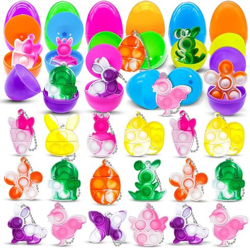 28 قطعة من ألعاب عيد الفصح الصغيرة على شكل سلسلة مفاتيح فيدجيت الحسية مع بيض عيد الفصح بالداخل، هدايا حشو سلة عيد الفصح للأطفال الأولاد والبنات والأطفال الصغار، هدايا عيد الفصح بالجملة، هدايا الحفلات، حشو جوائز الفصل الدراسي in Kuwait